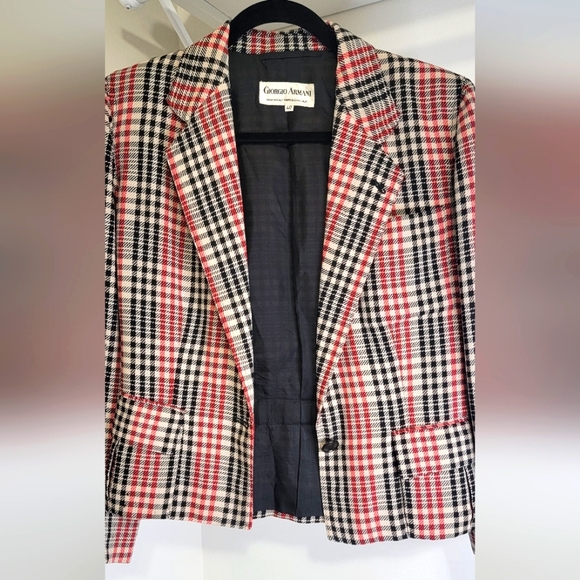 Vintage Giorgio Armani Checked Blazer Jacket Made In Italy Size 40 Wool - Picture 2 of 9